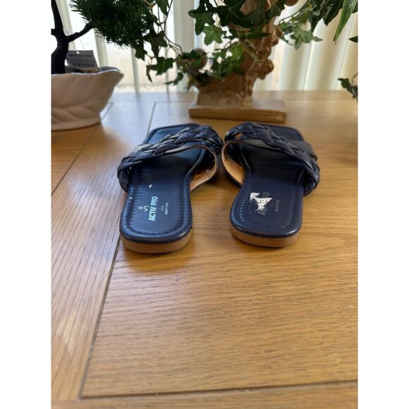 Activ-Pro Size 9-10 Womens Navy Blue Square Toe Braided Strap Slide Sandals - Picture 8 of 12